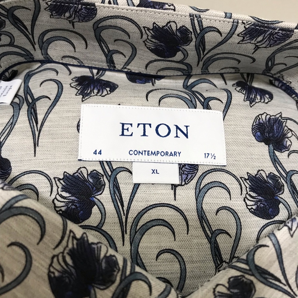 Eton Sweden luxury beautiful floral shirt 17.5/44, XL contemporary NWT$305 - Picture 5 of 8